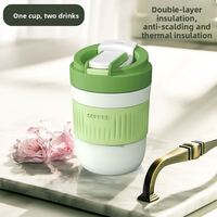 Gobelet isotherme portable double paroi anti-brûlure, approuvé par les influenceurs, avec bouchon à vis pour paille, design minimaliste moderne et motif dessin animé