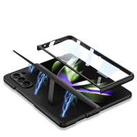 Nouvelle arrivée 2023 GKK Magnetic Flip Bracket Shell Membrane Cuir uni intégré pour Galaxy Z Fold5 coque de téléphone ultra-mince