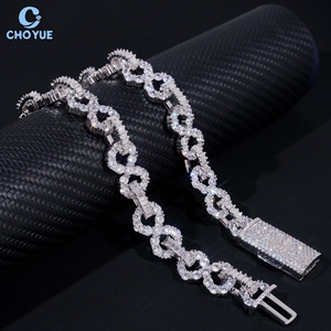 Collar de Plata S925 al por Mayor con Moissanita VVS, Eslabones Infinitos, Cadena Hip Hop con Diamantes Brillantes y Piedras Completas, Joyería para Fiestas - Product Image 2