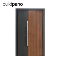 Porte d'entrée de villa en bois massif à double battant, design moderne, personnalisable, antivol, blindée, avec verre et style grain de bois