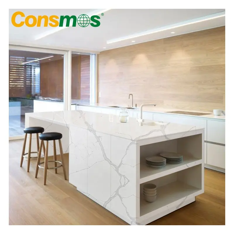 Luxury Artificial Quartz Marble Stone Tabletops Kitchen Countertop