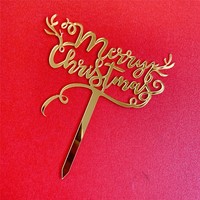 Frohe Weihnachten Cupcake Topper Red Laser beschriftet Abendessen Essen Dekoration Party Festival Ornament-World Cake Decora ting Supplies