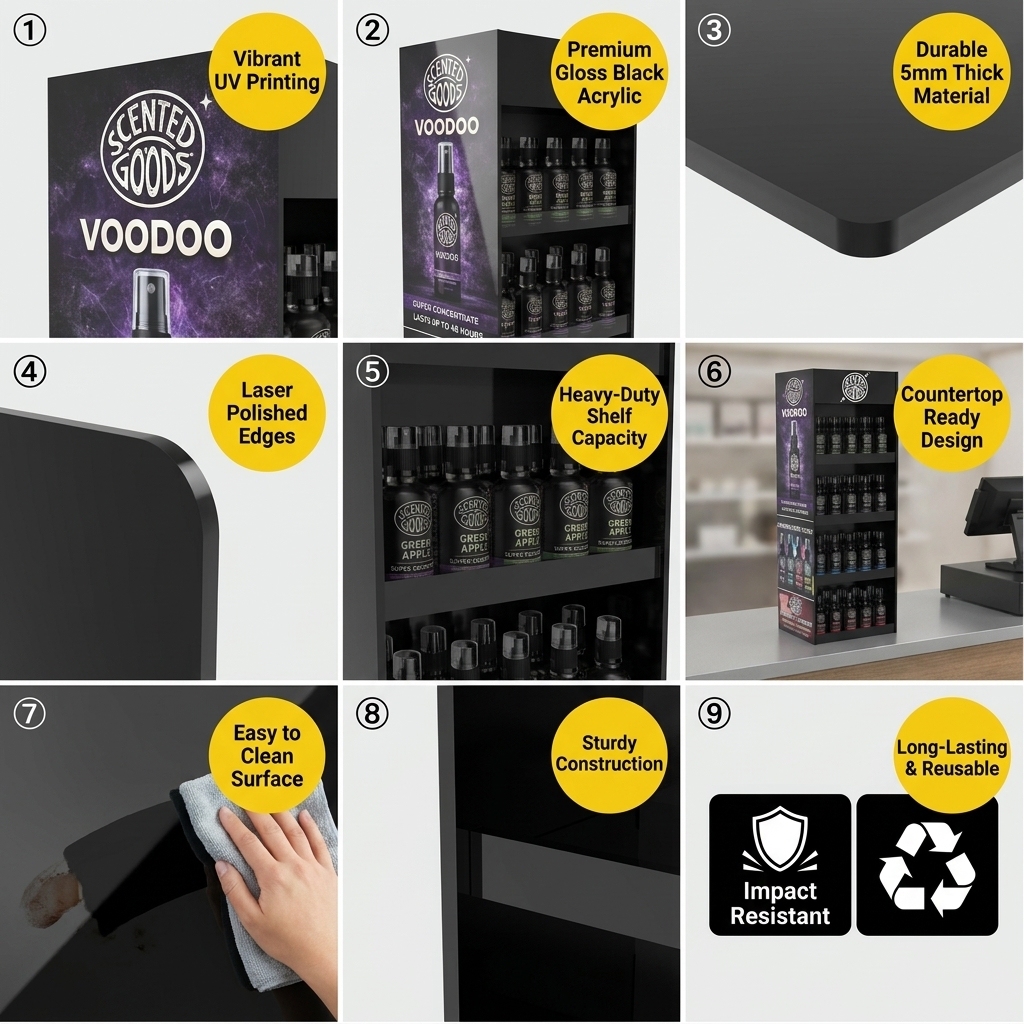 Custom Acrylic Air Freshener Display Stand 4-Tier Countertop Retail Organizer with Full Color Printing — view 5