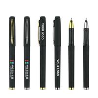 Lot de stylos promotionnels en plastique noir mat givré, style mignon, encre gel 0,5 mm, impression UV, personnalisable avec logo, CNG W0801