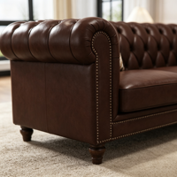 Ensemble de canapés de luxe de style américain, meubles en cuir pour salon, ensembles de canapés modernes de luxe en ligne droite