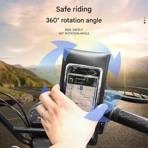 Klip ponsel stang sepeda, tas pemegang ponsel cermin spion sepeda motor, layar sentuh Universal tahan air 360 ° - Product Image 2
