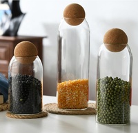 Bocaux en verre borosilicate transparent faits à la main avec couvercles en liège, logo client, pot à thé, noix, bonbons, service hermétique, cadeaux