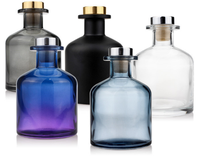 Bouteille en verre noir ronde vide de 100 ml, 150 ml, 200 ml pour diffuseur de parfum à bâtonnets d'aromathérapie avec bouchon