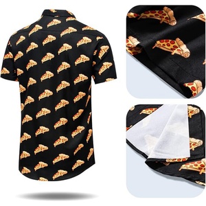 Men's Custom Logo ODM Breathable Stand Collar Food <b>Cars</b> Print Hawaiian Short Sleeve Casual Tropical Funky Button Down <b>Shirt</b> - Product Image 2