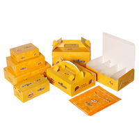 Boîte à frites biodégradable de qualité alimentaire, ensemble de boîtes recyclables avec pelliculage mat, vente en gros, boîte à poulet frit avec logo et poignée