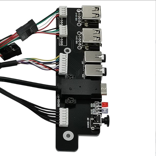 Mini computer cases front panel with usb 3.0 A male,type c and audio port