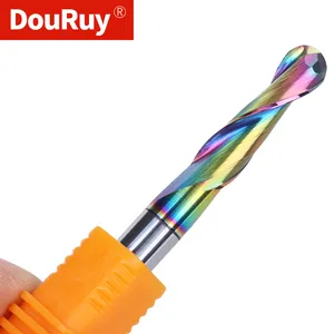 DouRuy 6Mm 2 Flute Ball Nose End Mill DLC Coating 2 Flute Ball Milling Cutter Alat Pemotong Cnc