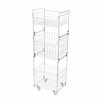 Panier de rangement pour vêtements sales à trois niveaux, panier à linge pour salle de bain avec panier suspendu latéral