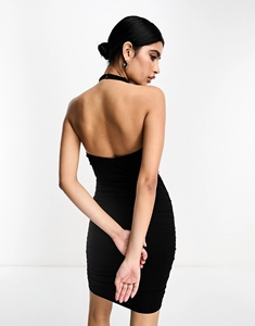 Halterneck Equipado Sexy Vestidos de fiesta Fruncido Lado Vestido de moda Recortado Diseñador Club Vestidos - Product Image 6