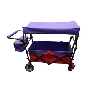 Folding wagon Cargo Trolley Foldable Utility Trolley Multi Terrain Trailer Pull Outdoor Patio Garden Canvas Cart