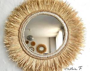 Espejo Redondo de Pasto Marino Natural, Espejo de Pared, Decoración Vintage para Sala de Estar o Dormitorio, Hecho en Vietnam - Product Image 2