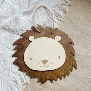 Style nordique Ins décoration <span class=keywords><strong>murale</strong></span> de <span class=keywords><strong>chambre</strong></span> d'enfant dessin animé écologique Lion suspendu accessoires Photo en <span class=keywords><strong>bois</strong></span> pour l'espace de bébé à la maison - Product Image 3