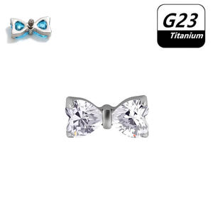 Pendientes de Zirconia 5A Gaby con Lazo, de <span class=keywords><strong>Titanio</strong></span> <span class=keywords><strong>Puro</strong></span>, <span class=keywords><strong>Piercing</strong></span> Labret para Labio con Rosca Interna, Joyería para Bodas - Product Image 3