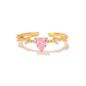 ROXI S925 Sterling Silver 18K Gold-plated pink Zircon Wedding Opening <b>Adjustable</b> <b>Ring</b> Gift - Product Image 3