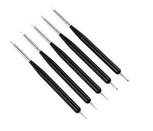 5Pcs Black Plastic Handle Double Head Silicone Nail Brush Set Nail Polish Gel <b>Pen</b> Tools PVC Bag 31g Pack - Product Image 6