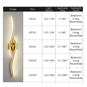 Black Gold Modern Luxury Bedroom Wall Lamp Bedside Light Curve Long Interior <b>Bed</b> Decorative - Product Image 6