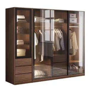 Designed Minimalist Storage Cabinet <b>Wood</b> <b>Wardrobe</b> High End Design <b>Wardrobe</b> With Led Light and 5 Door - Product Image 5