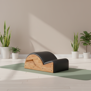 Réformateur Pilates portable en bois d'érable blanc et chêne, certifié CE ISO, avec planche de saut et boîte - Product Image 1