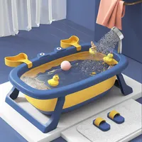 2022新しいデザインの赤ちゃん幼児折りたたみ式バスタブキッズカートン温度検知付きかわいいクラブポータブル浴槽
