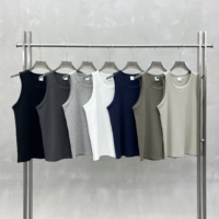 Camiseta sin Mangas de Algodón Viscosa de 300 g/m², Color Tierra Sólido, Transpirable, Lisa, Estilo Urbano Informal para Hombre, OEM