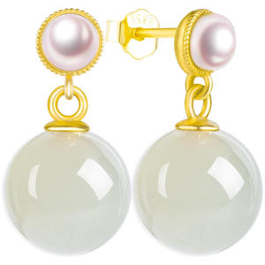 Boucles d'oreilles en jade néphrite naturel rondes, incrustation argent S925, bijoux pour femmes, style simple et tendance, certificat d'évaluation D864 - Product Image 1