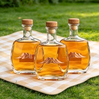 Bouteille en verre personnalisable de 750 ml, vide, transparente, gravée au laser, à joint hermétique, pour Tequila, Whisky, Brandy, avec bouchon en liège