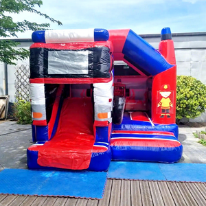 Château gonflable pour enfants, structure de jeux multi-activités de qualité commerciale, château gonflable pompier avec toboggan - Product Image 1