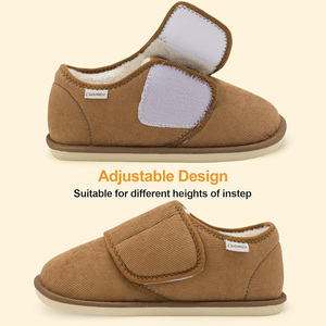 Chaussons d'intérieur en velours côtelé pour femmes, chauds pour l'hiver, avec logo personnalisé, fermeture <span class=keywords><strong>velcro</strong></span> réglable, ouverture large, mousse à mémoire de forme - Product Image 3