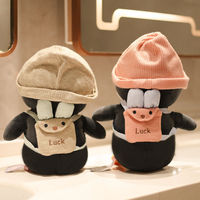 Voyage petit pingouin avec chapeau peluche jouets en peluche apaisant poupée de couchage ornements cadeau d'anniversaire