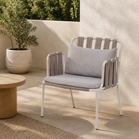 Fauteuil d'extérieur moderne en aluminium durable avec cadre en corde tressée, ensemble individuel pour jardin, villa, patio, balcon