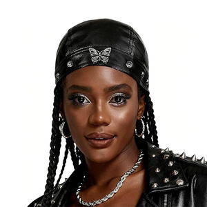 Cappello da Motociclista in Pelle PU, Berretto Classico da Biker, <span class=keywords><strong>Bandana</strong></span> Gotica da <span class=keywords><strong>Pirata</strong></span>, Cappello Unisex per Moto - Product Image 3