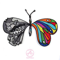 Patch papillon à faible quantité minimale de commande patch de broderie de bordure découpée au Laser support de thermoscellage thermocollant pour sac de chapeau de camionneur