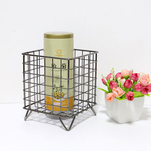 Nordic Style Iron Four-legged <strong>Square</strong> <strong>Storage</strong> <strong>Basket</strong> for Desktop Multi-Use Stationery and Makeup Jewelry Organizer - Product Image 4