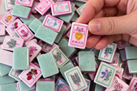 Set Ubin Mahjong Amerika Motif Bunga Pita Mint Pink Pastel Terbaru 160pcs Hadiah Ulang Tahun Pernikahan Mewah untuk Hiburan