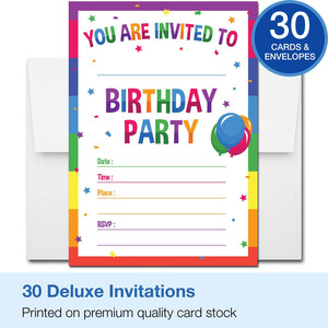 Inviti Personalizzati per 30° Compleanno con Tema Arcobaleno e Buste, per Feste di Bambini e Ragazzi - Product Image 6