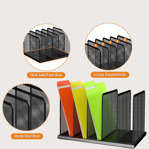 Organisateur <span class=keywords><strong>de</strong></span> fichiers <span class=keywords><strong>de</strong></span> <span class=keywords><strong>bureau</strong></span> en maille à 5 sections, en métal, pour l'organisation du <span class=keywords><strong>bureau</strong></span>, <span class=keywords><strong>trieur</strong></span> <span class=keywords><strong>de</strong></span> fichiers avec motif <span class=keywords><strong>de</strong></span> dossier, porte-documents - Product Image 4