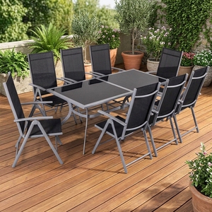 Vente flash - Ensemble de meubles de jardin et de patio, table et 8 chaises d'extérieur - Product Image 1