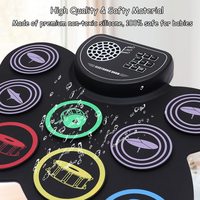 Batterie électronique colorée, instruments de percussion, batterie portable en silicone, instrument de musique à main, cadeau de Noël