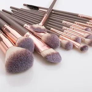 2024 Hot Selling 16pcs Classic Black Plastic Handle Silver Synthetic Hair Vegan Makeup Brushes Set Nenhum logotipo Atacado Custom