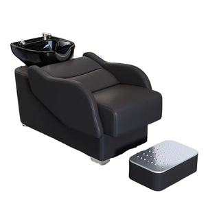 Chaise de lavage professionnelle pour salon de coiffure avec repose-pieds pour barbier et salon de beauté - Product Image 1