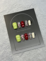 Ongles en acrylique courts en forme de cercueil, à paillettes colorées, tendance, portables, pour femmes, pour les loisirs quotidiens et les événements