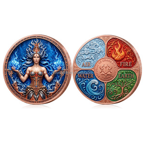 Moneda Conmemorativa Redonda <span class=keywords><strong>de</strong></span> Cobre Puro 999 <span class=keywords><strong>de</strong></span> 1oz con Relieve en Relieve <span class=keywords><strong>de</strong></span> las 4 Estaciones (Agua, Bosque, Fuego, Viento) - Medalla <span class=keywords><strong>de</strong></span> Recuerdo - Product Image 3
