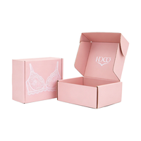 Maßgefertigte Recycelbare Papierboxen Beidseitiger Druck Wellpappe Rosa Papierbox für Kleidung Unterwäsche Verpackung