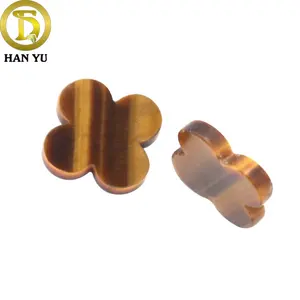 HanYu Alta Qualidade Natural Tiger Eye Preço Fábrica Trevo De Quatro Folhas De Pedra Para Fazer Jóias