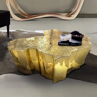 Gainsville Furniture Table centrale de luxe au design unique Eden Gold Tables basses en acier inoxydable doré au design nordique pour hôtel